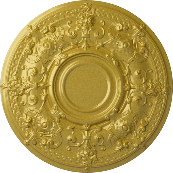 Ekena Millwork Oslo Ceiling Medallion (Fits Canopies up to 10 1/2"), Hand-Painted Rich Gold, 28 1/8"OD x 1 3/4"P CM28OSRGS - main